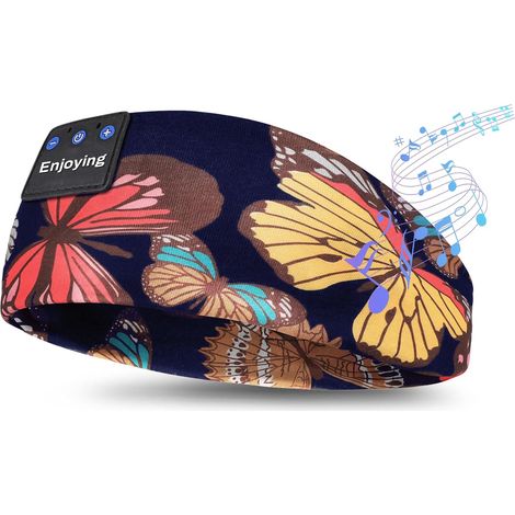 Sleep Headphones, Bluetooth Headband, Noise Cancelling Sleep Headphones, for Sports, Travel, Side Sleepers (Black-Butterfly) (1/5)