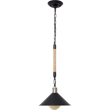Lampe pendentif Peq. Corde 1xe27 Black Hemp Rope Regx30d FABRILAMP.