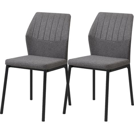 Esszimmerstühle 2er Set, Polsterstühle Dunkelgrau, Küchenstühle mit Polyester Sitzfläche (1/5)