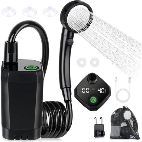 Kit Douche de Camping, Douche Portable,Pompe de Douche Électrique Rechargeable,Imperméable, avec Afficheur Intelligent et Pomm (1/4)
