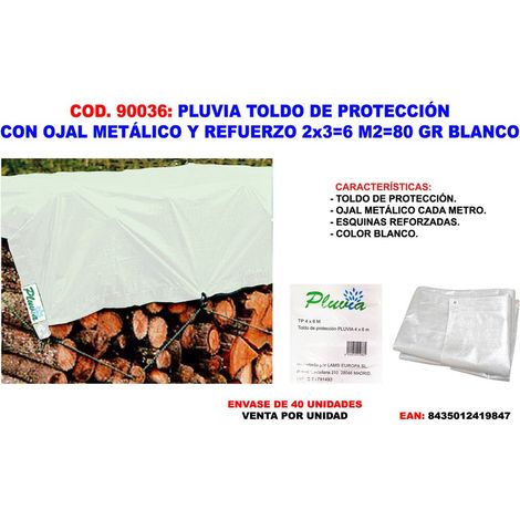 Store de Protection en Toile avec Oeillet et Renfort 2x36 m 280g Blanc