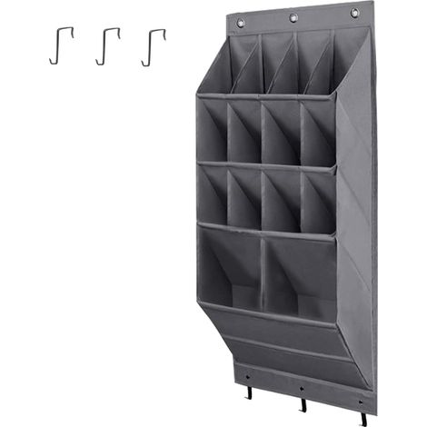 Rangement de Chaussure Suspendu Porte - Rangement à Chaussures Mural en Tissu avec Grande Poche Profonde - Gris, 14 Poches (1/5)