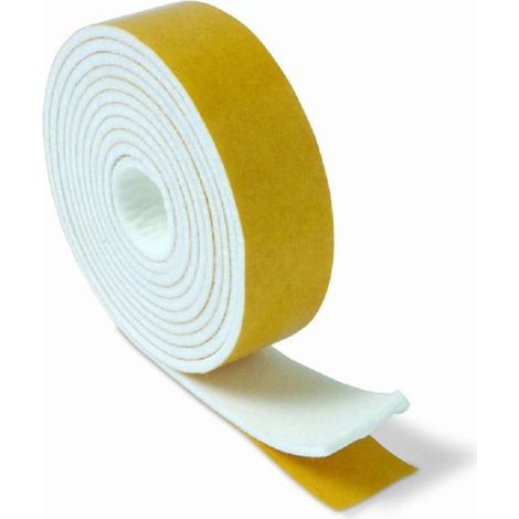 rollo de fieltro autoadhesivo. espuma/fieltro. autoadhesivo. blanco y amarillo. rollo continuo. ancho 25mm - brinox