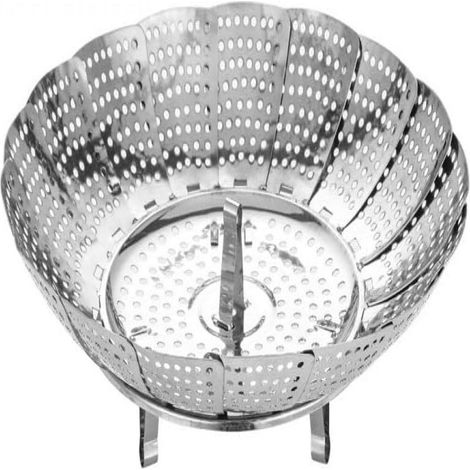 Cesto Vaporizador - Acero Inoxidable 304 - Ajustable Floriforme - Para Pescado Mariscos Verduras - 23 cm - 1 Unidad (1/5)