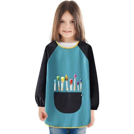 Tablier De Peinture pour Enfant - ZHUODIKE - Imperméable - Manches Longues - Grande Poche (1/4)
