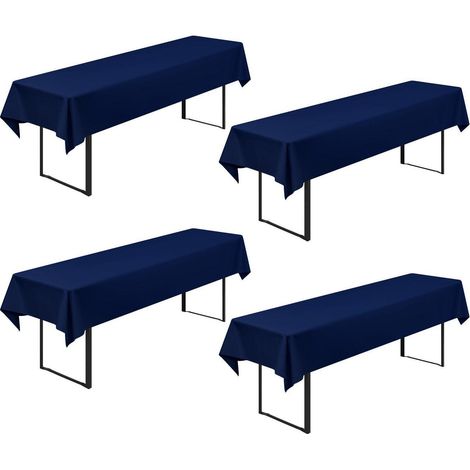 4er Set Biertisch Hussen 250x100cm Marineblau, waschbar, fleckenabweisend
