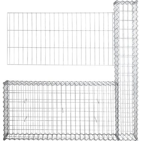 Gabionen Mauer Gartenzaun 140x150 cm Gabione Steinkorb Rankgitter Draht Gitter (1/5)