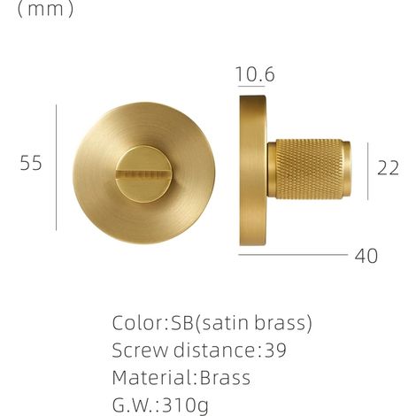 (Bouton tournant - SB) Ensemble de serrure de porte en laiton moleté noir et or pour chambre, salle de bain et double porte en bois avec poignée factice et fonction d'intimité (1/5)