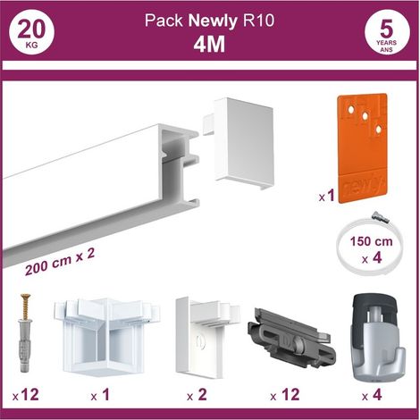 4 mètres Blanc mat : Pack complet cimaise Newly R10 (1/5)