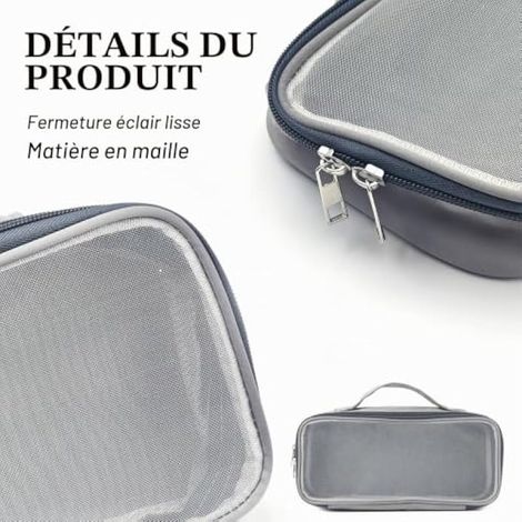 Sac de rangement portable pour sèche-cheveux, pochette de voyage en maille respirante pour outils de coiffage, compatible avec la plupart des fers à friser, sac de voyage lissant gris (1/3)