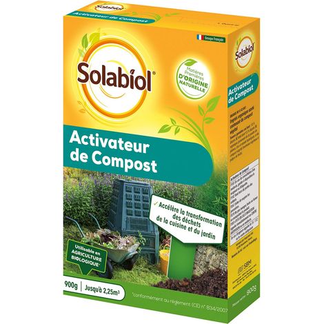 Engrais activateur de compost 900g – Prêt à l'emploi – Accélère transformation déchets verts – Utilisable en agriculture biologique – Solabiol
