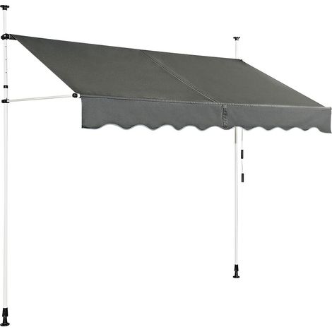 Goplus – Store banne rétractable 2,5x1,2m en aluminium – Hauteur réglable 2-3m – Installation sans perçage – Tissu Oxford PU pour protection solaire (1/5)