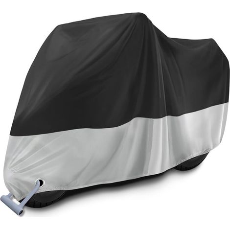 Housse Moto Exterieur, Bache Moto Etanche Hiver Eté, Housse Protection avec Trou de Serrure, Protection de Poussière Neige Pluie Vent UV Scooter Vélo 220x90x110cm,190T