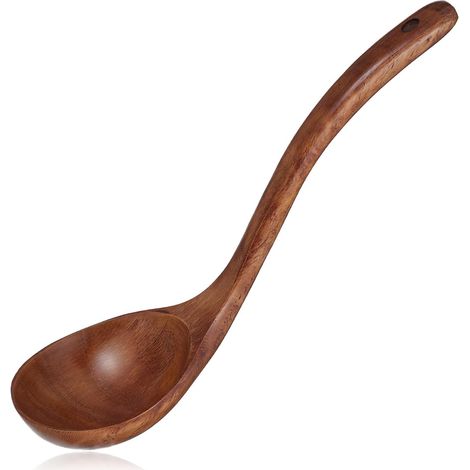Suppenkelle – 1 Stück – Massivholz – 26 cm langer Griff – Für heiße Flüssigkeiten – Für den täglichen Gebrauch (1/5)