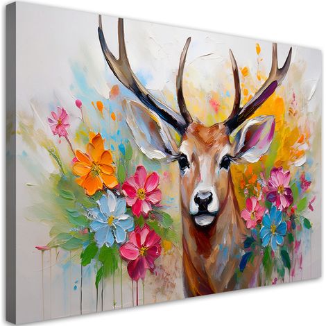 Tableau déco Fleurs de cerf Abstraction animale 90x60 (1/5)
