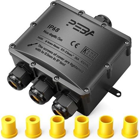 Boîte dérivation étanche extérieur IP68, connecteur 4 voies étanche pour câble 4-14 mm, noir (1/5)