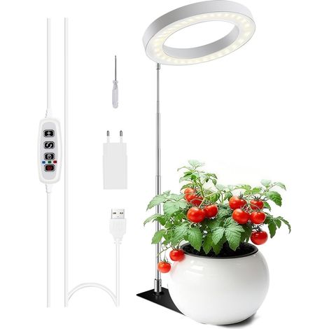 Grow Lights for Indoor Plants, Full Spectrum Plant Lamp, Adjustable Height with Base, Automatic Timer 3/9/12H, 10 Brightness Levels, 160 mm, 72 LEDs (1/5)