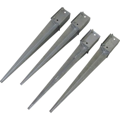 Galvanised Fence Post Spike Support 100MM Bolt Grip X4 (Fencing Base Shoe Foot) (1/5)