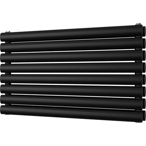 Omeara Axis - Black Horizontal Radiator H464mm x W800mm Double Panel