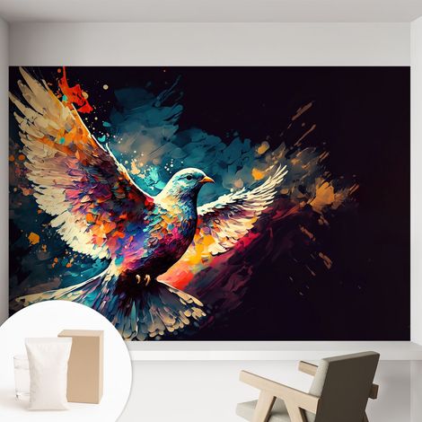 Carta Da Parati - Murale Alla Moda Decorazione - Camera Da Letto - Con Colla Gratuita Uccello colorato 152x104 cm (1/5)