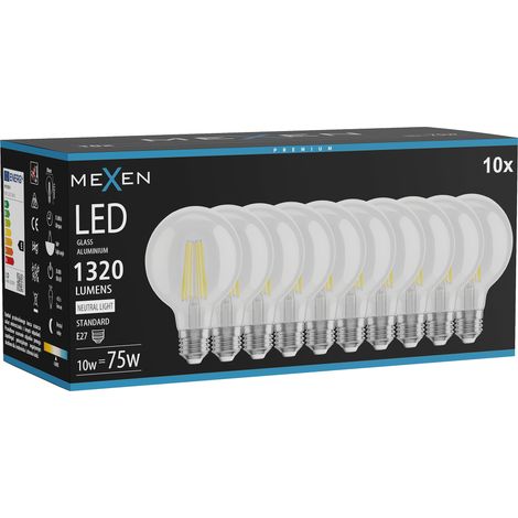 Mexen Vintis 10x Ampoule filament LED E27, G80, 10W, Neutre - 4000K, 1320 lm, claire - L155-E27-1040-00x10 (1/5)