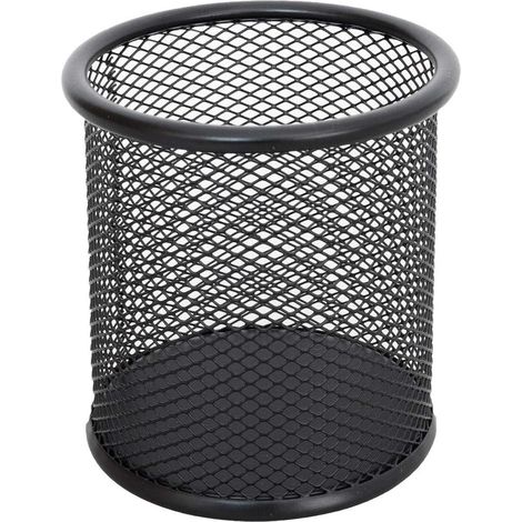 Porte-stylo rond en maille métallique, en fil de fer, noir