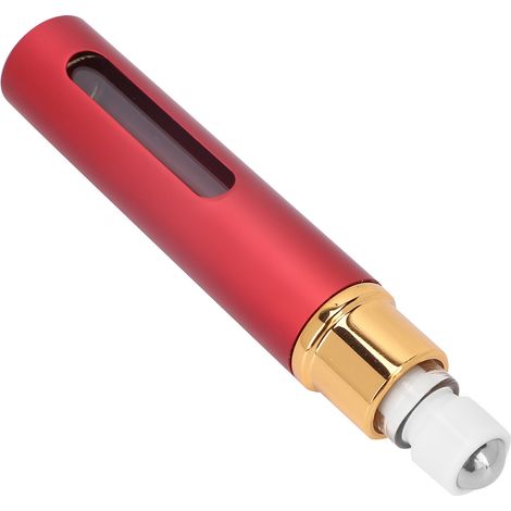 Flacon à parfum voyage rechargeable 10ml en aluminium rouge, étanche et compact avec fenêtre de niveau visible (1/5)