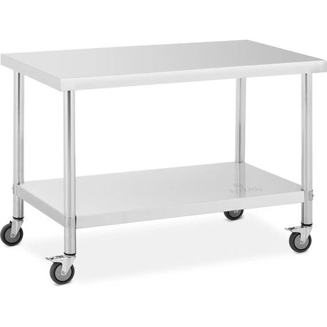 Tavolo da lavoro in acciaio inossidabile premium 70 x 120 cm 158 kg acciaio inossidabile argentato 140010026