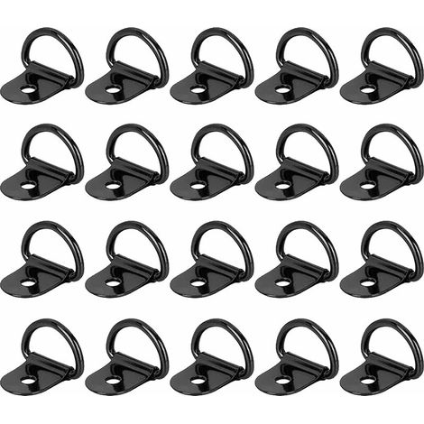 RHG Anneaux D'arrimage à Anneau en D 20 Pièces Anneau d'Arrimage en Acier Inoxydable Anneaux Arrimage pour Remorques Machinerie Lourde Outils Électriques Camping 36x25mm Noir