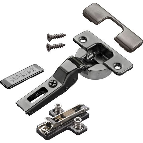 2 x Salice Topfband Serie 700 Titanium anthrazit mit Dämpfungssystem im Topf 110° T48 Mittelanschlag mit Kreuz-Montageplatte Höhe 6 mm mit Exzenterverstellung, Abdeckkappen Möbelscharnier von SOTECH (1/5)