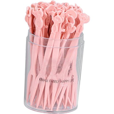 Ensemble de 1 boîte de fourchettes à fruits en plastique jetables et polyvalentes pour gâteaux et desserts (1/5)