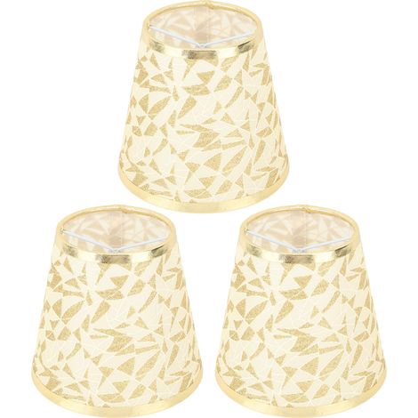 Abat-jour en tissu à clipser, design moderne en forme de tonneau, pour ampoule E14, lustre ou applique murale, lot de 3 dorés
