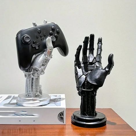 1PC Statue de bras mécanique cyberpunk futuriste Paume noire Support pour casque de manette de jeu Décoration de bureau Cadeau idéal pour joueur et pour la Saint-Valentin (1/4)
