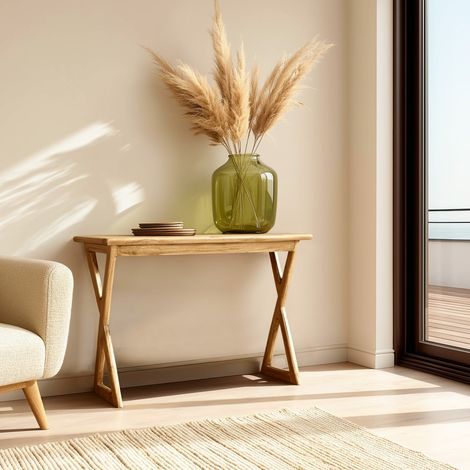 AMY - Console 110cm en bois de mindi pieds croisés (1/5)