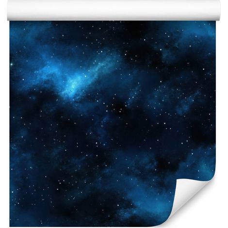 Carta da parati acquerello galassia blu navy, nero, blu e azzurro 50x1000 cm (1/5)