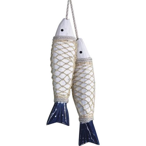 Poisson En Bois - Décoration Murale Artisanale Style Méditerranéen - Pour Maison Plage Pub Navire - Lot De 1 (1/5)