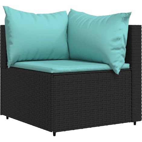 Garten-Ecksofa mit Kissen Schwarz Poly Rattan vidaXL