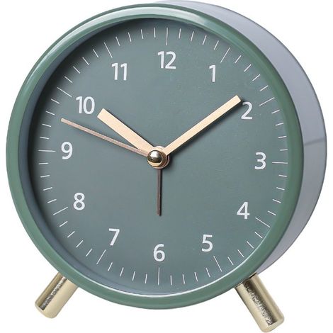 Wecker – Lautloser analoger Wecker – Analoger Wecker – Kinder-Schlafcoach-Wecker – Runder Retro-Metallwecker – Wecker mit Nachtlicht – Hellgrüner Retro-Wecker (1/5)