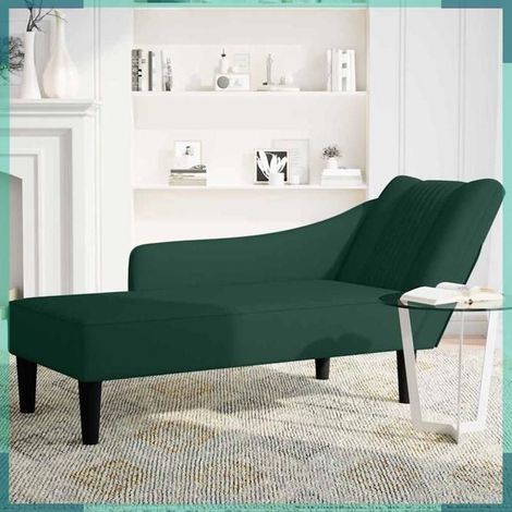 Fauteuil long avec accoudoir droit - 4009794 - Velours vert foncé - Siège 110x54 cm - 140x56x66 cm (1/5)
