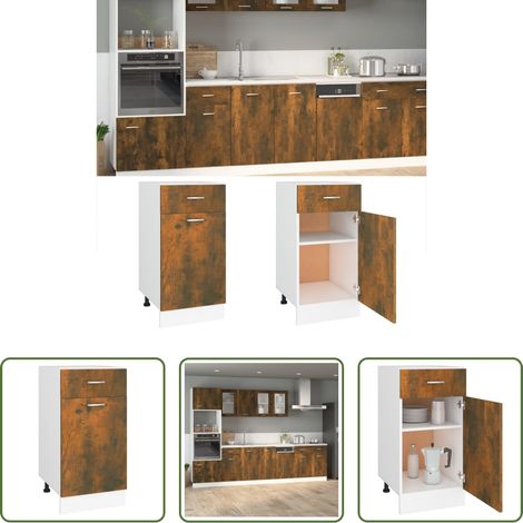 Küchenregal - Unterschrank mit Schublade Lyon Räuchereiche 40x46x81,5 cm (1/5)