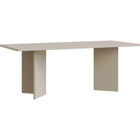 Selsey Qubeo – Esstisch 204x90 cm, rechteckig mit abgerundeten Kanten und Wangengestell, Kaschmirgrau (1/5)