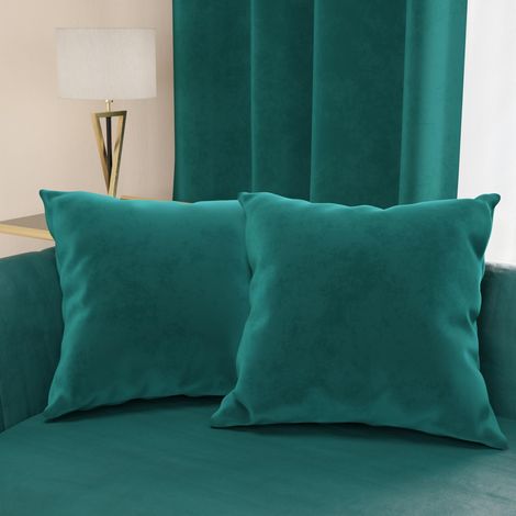 2 Coussins Canapé en Velours avec Remplissage, Housses de Coussin pour Chambre, Coussins Décoratifs en Velours avec Housse à Sac, Sarcelle 2 Pièces - 60x40 cm (1/4)