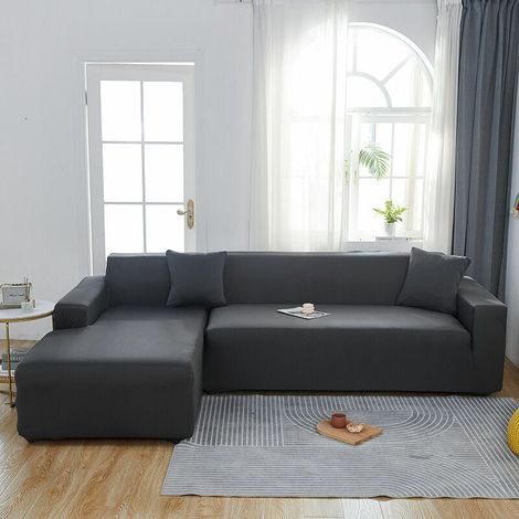 Housse De Canapé L - Imperméable - Élastique - Pour Canapé D'Angle - Noir - 145 x 185 cm (1/5)