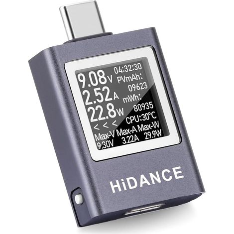 Testeur USB C, jauge 050V 012A PD QC, multimètre USB, compteur de puissance, compteur de courant, tension (1/5)