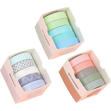 Ruban adhésif coloré, rouleau de 15 pièces, ruban arc-en-ciel pour la décoration d'œufs, fournitures scolaires DIY, étiquetage et codage couleur - Style 4 (1/5)