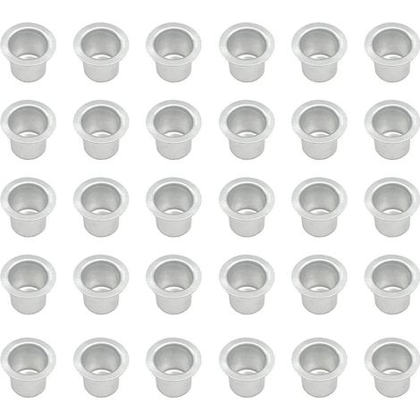 100 inserts métalliques pour bougies, coupelles porte-bougies en métal pour cire à couler, pour table en bois (1/5)