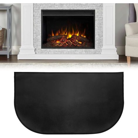 Tapis Ignifuge, Tapis de Cheminée, Tapis de Cheminée Demi-Rond, Tapis Anti Feu, Tapis Barbecue Sol Exterieur, Tapis Ignifuge Cheminée, Tapis de Cheminée Ignifuge pour Poêle Noir (50 X 80 cm) (1/5)