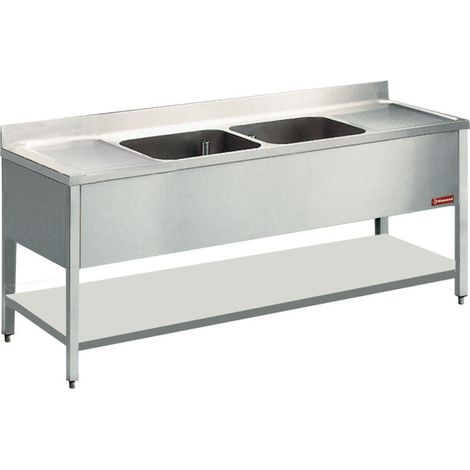 Plonge 2 cuves 500x500xh325 2 egouttoirs +pietements - Diamond (1/3)