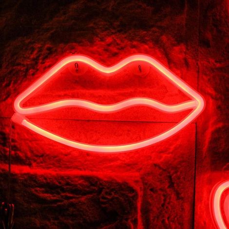 MINKUROW Led Neon A Forma Di Labbro Luce Al Neon Segno Usb Batteria Al Neon Luce Notturna Led Colorato Decorazione Da Parete Per Natale, Compleanno, Matrimonio, Camera Dei Bambini, Soggiorno (1/5)