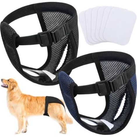 2 Paquets Couches pour Chien Femelles Lavables Pantalon pour Chien de Protection avec 6 Serviettes Hygiéniques Culotte (XL) (1/4)